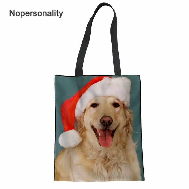

Nopersonality Custom Christmas Tote Bag Reusable Handbag Women Shoulder Canvas Shopping Bags College Student Tote Cloth Bags