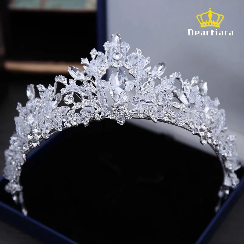 

Тиара ручной работы с серебряными кристаллами, корона, свадебный головной убор подружки невесты