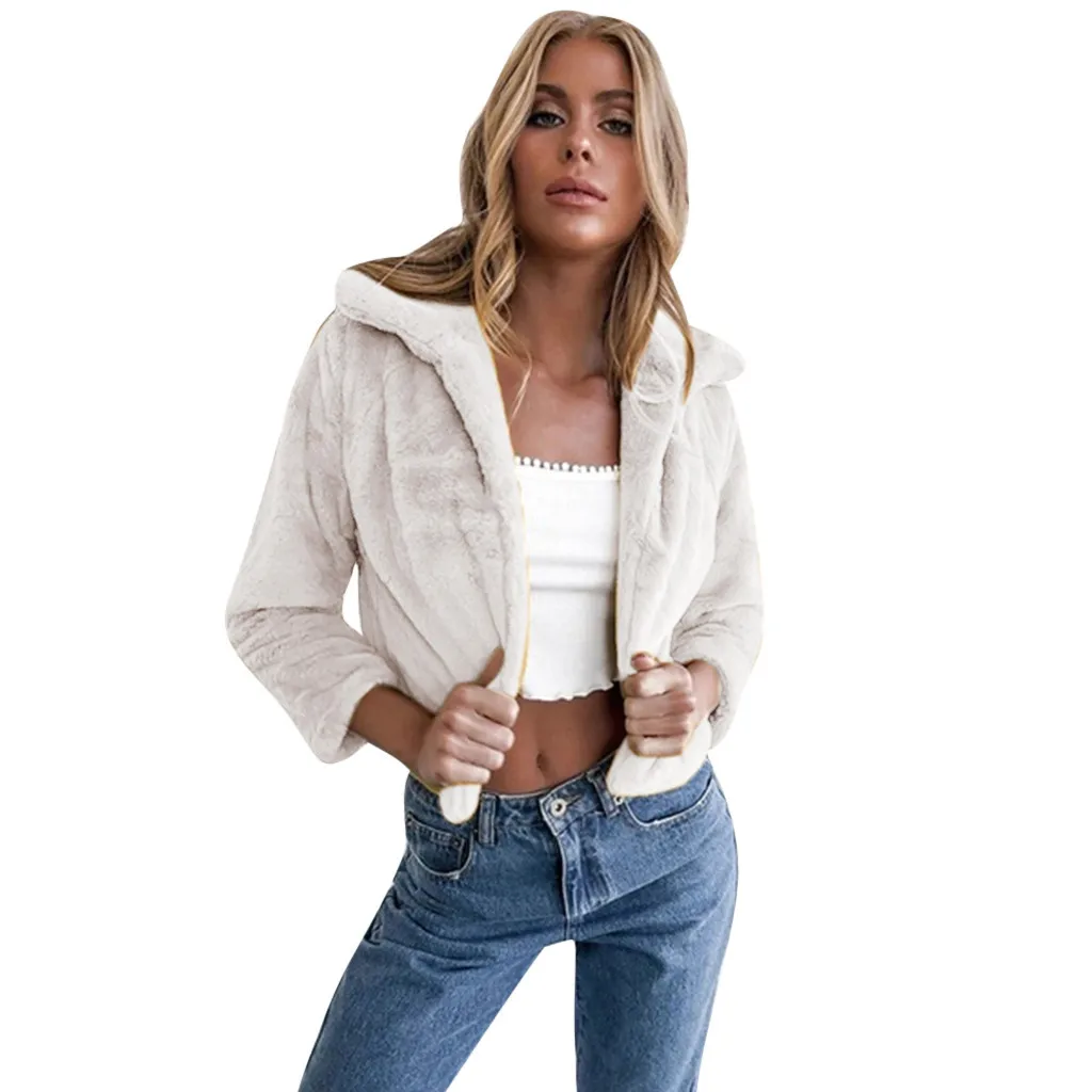 KANCOOLD Женская Зимняя мода с длинным рукавом отворотом пушистая Сексуальная