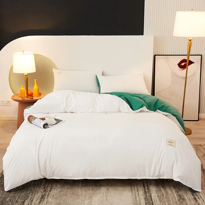 

Luxury Bedding Sets High Quality Skin Friendly Fabric Duvet Cover Set Solid Color Single Double Queen King Size Quilt Cover Set