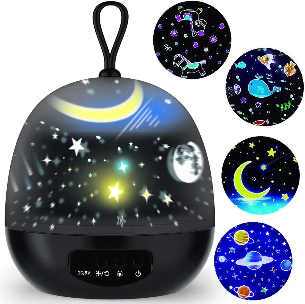 

Night Light Projector Delicacy 4 Set Films 360 Rotating 8 Lighting Modes LED Night Lights Lamp for Kids Baby Bedroom Decoration