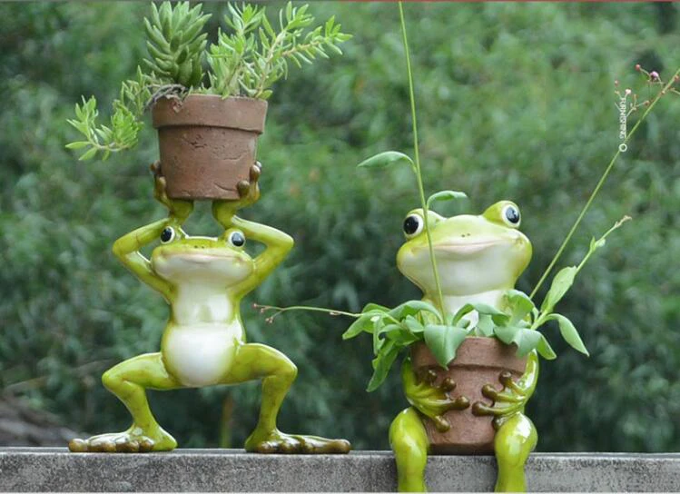 

Modern Resin Frog Pot Ornaments Crafts Outdoor Garden Plant Pot Figurines Decoration Courtyard Villa Furnishing Accessories Art