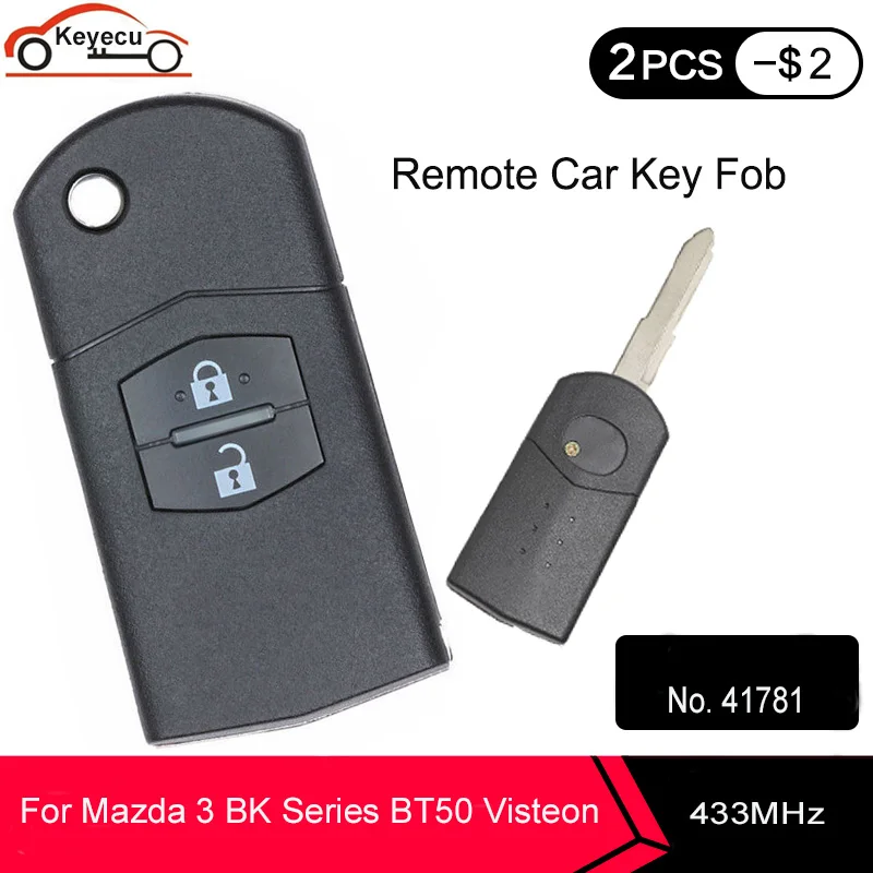 KEYECU обновленный раскладной пульт дистанционного управления с 2 кнопками 433 МГц 4D63