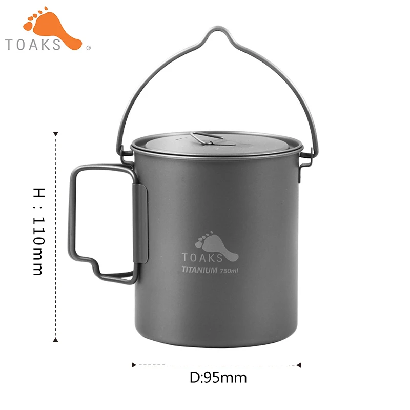 POT-750-BH TOAKS титановый Открытый походный горшок для приготовления пищи горшки для пикника висячий горшок сверхлегкий титановый горшок 750 мл POT-750-BH - Цвет: POT-750-BH