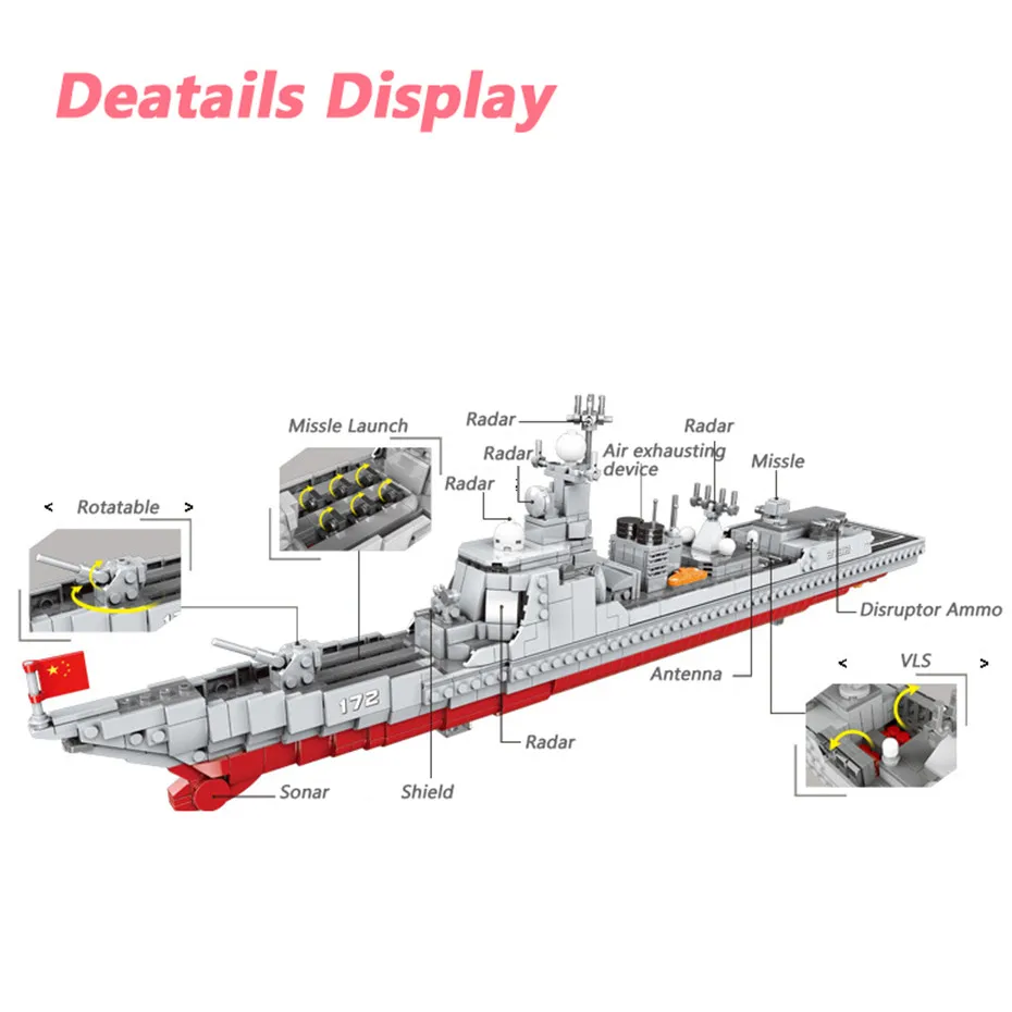 XINGBAO 06028 Новый 1359 шт Военная армейская Серия комплект эсминца строительные блоки