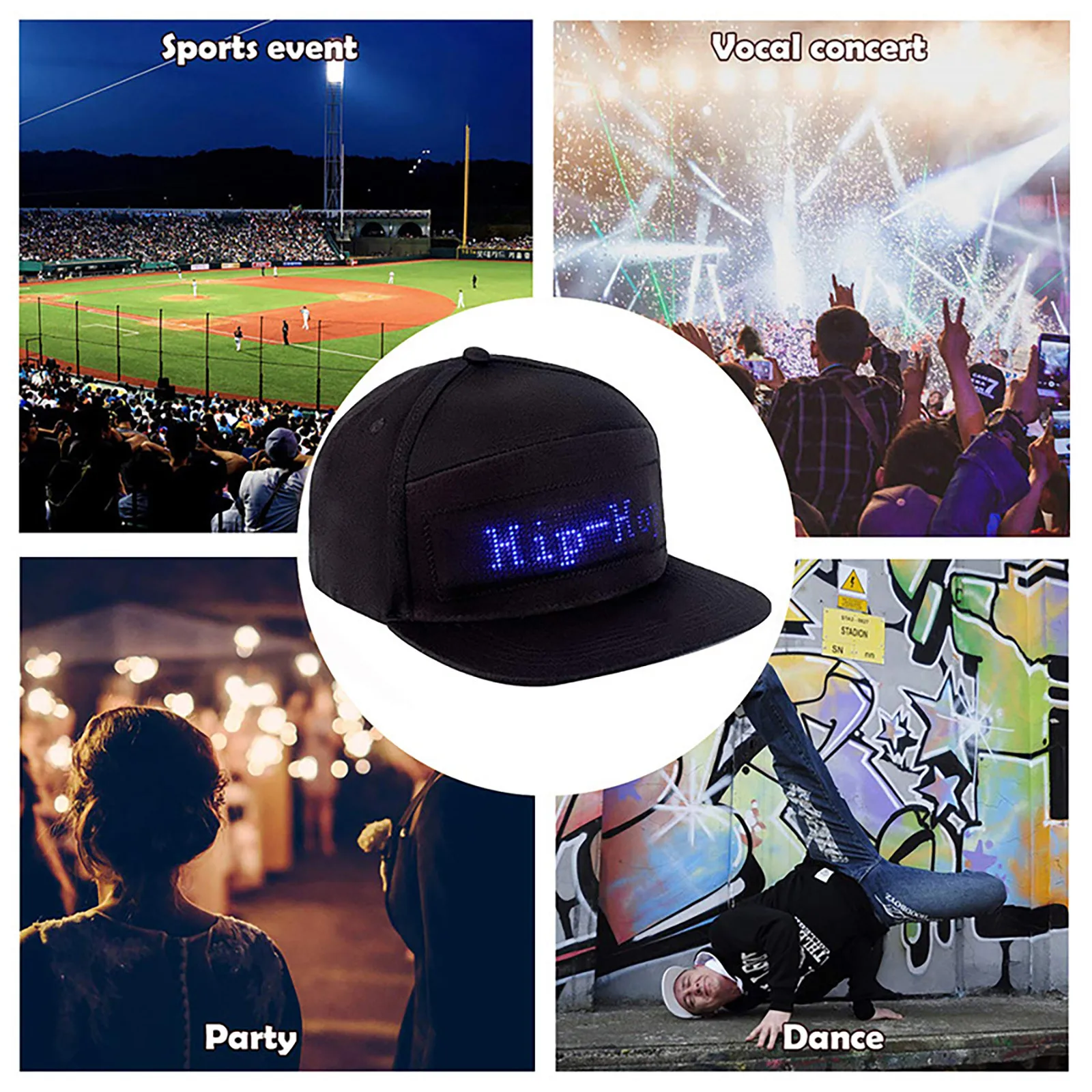 

DAIGELO High-tech Hat App Editable Text Led Advertising Luminous Hat Men And Women Stage Personality Nightclub Bar Hip Hop Hat