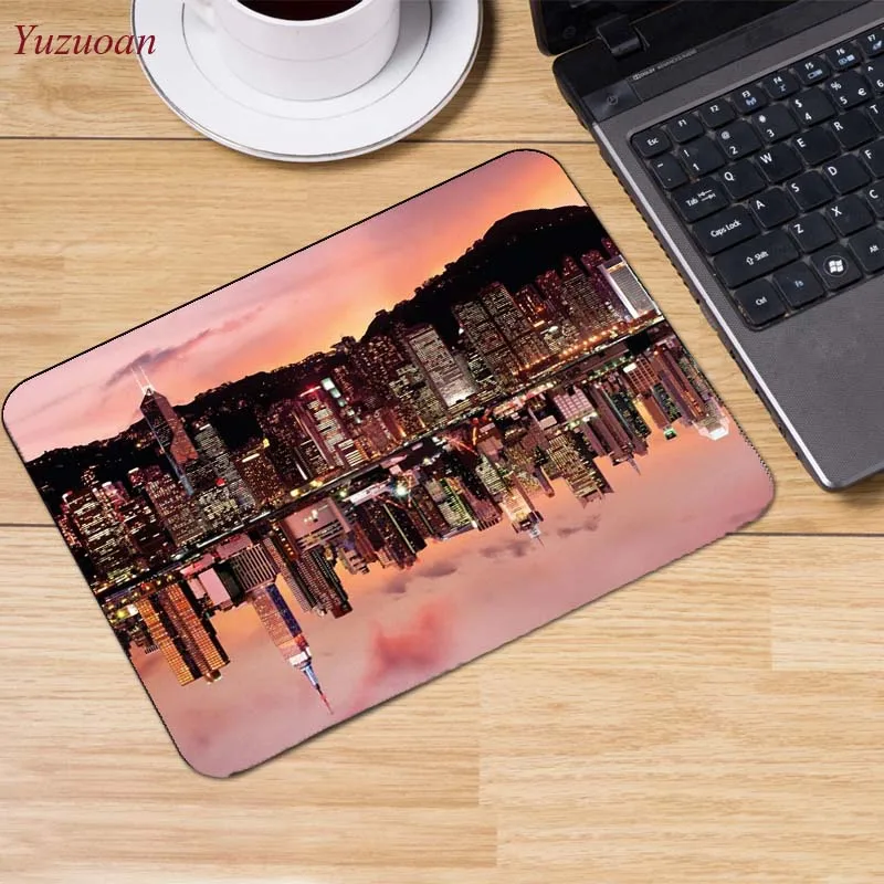22x18cm Yuzuoan большая рекламная акция Россия Гонконг Ночной пейзаж дизайн игровой скорость коврик для мыши геймер игровые коврики маленький размер для 180*220*2 мм - Цвет: 22x18cm