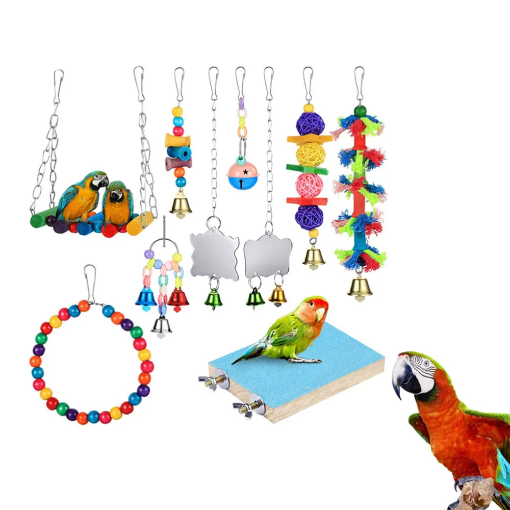 

10pcs Parrot Bird Playing Chewing Bird Swing Parrot Cage Accessoriess
