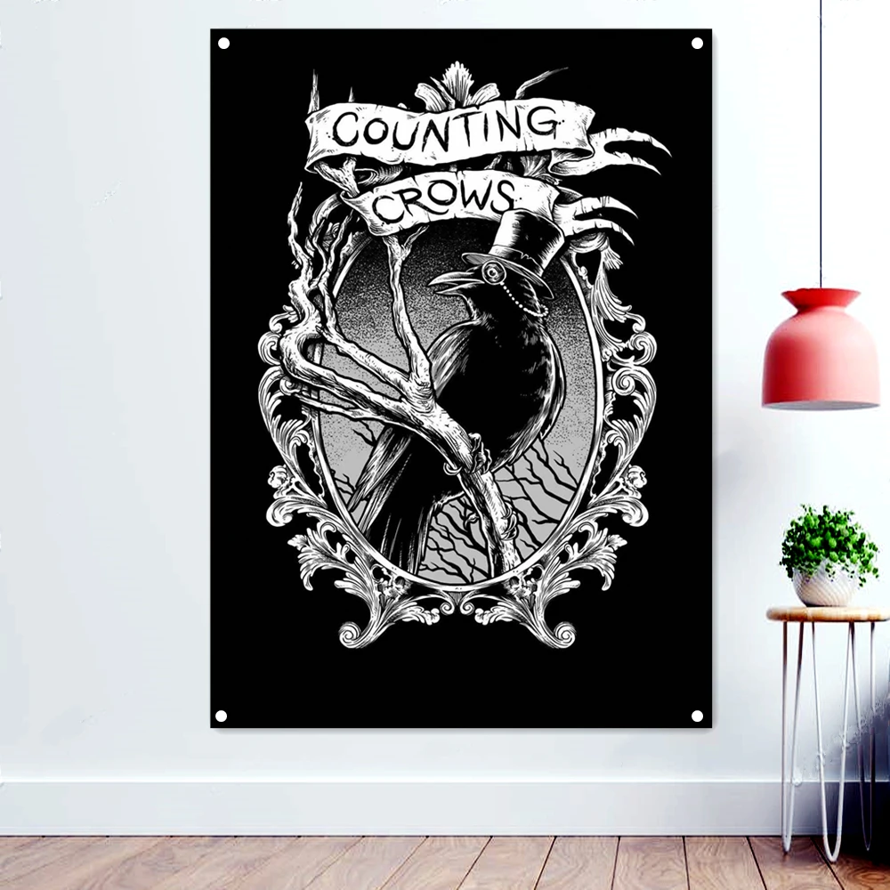 

COUNTING CROWS Flags Tapestry Dark Art Poster Terrible Demon Banners Wall Painting Black/White Skull Wallpaper Home Decoration