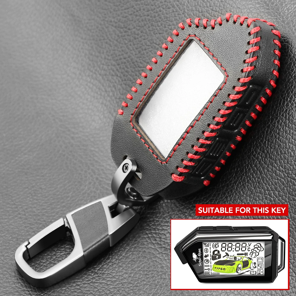 2-сторонний ЖК-Брелок дистанционного управления 100% кожаный чехол для