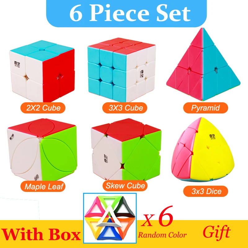 6PCS Set-C Qiyi магический куб Stickerless Скорость 3x3x3 2x2x2 4x4x4 5x5x5, волшебный куб, 2x2/oneplus 3/OnePlus x 3 4x4 5x5, 6x6 Головоломка Куб Профессиональная игрушка ребенок подарки - Цвет: 6PCS Set-C