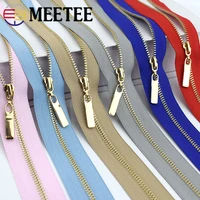 2pcs meetee 3 metal open end zippers 4070cm gold teeth long zip closure for sewing bags down jacket skirt clothing accessories