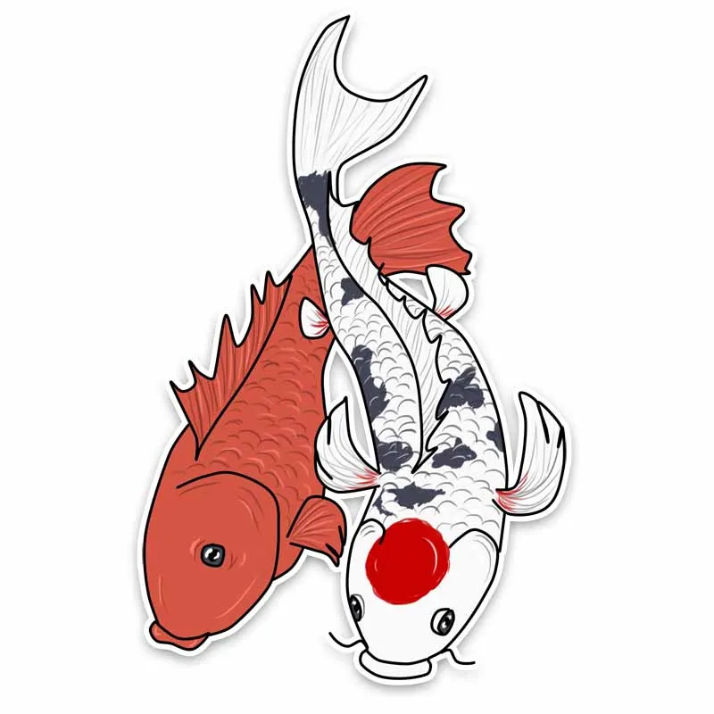

Creative Koi Red and White Fish Car Stickers Accessories Vinyl PVC 15cm*10cm Motorcycle Waterproof Windshield Car Styling Decal