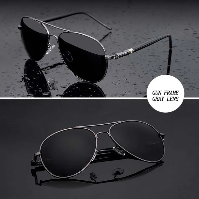 Мужские солнцезащитные очки авиаторы большие поляризационные в металлической