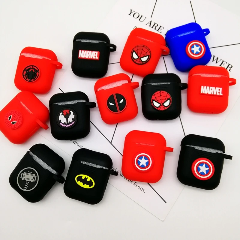 Marvel, Человек-паук, Супермен, беспроводные наушники, Airpods, чехол, сумка для Apple AirPods1/2, черный, красный, Бэтмен, bluetooth-гарнитура, коробка