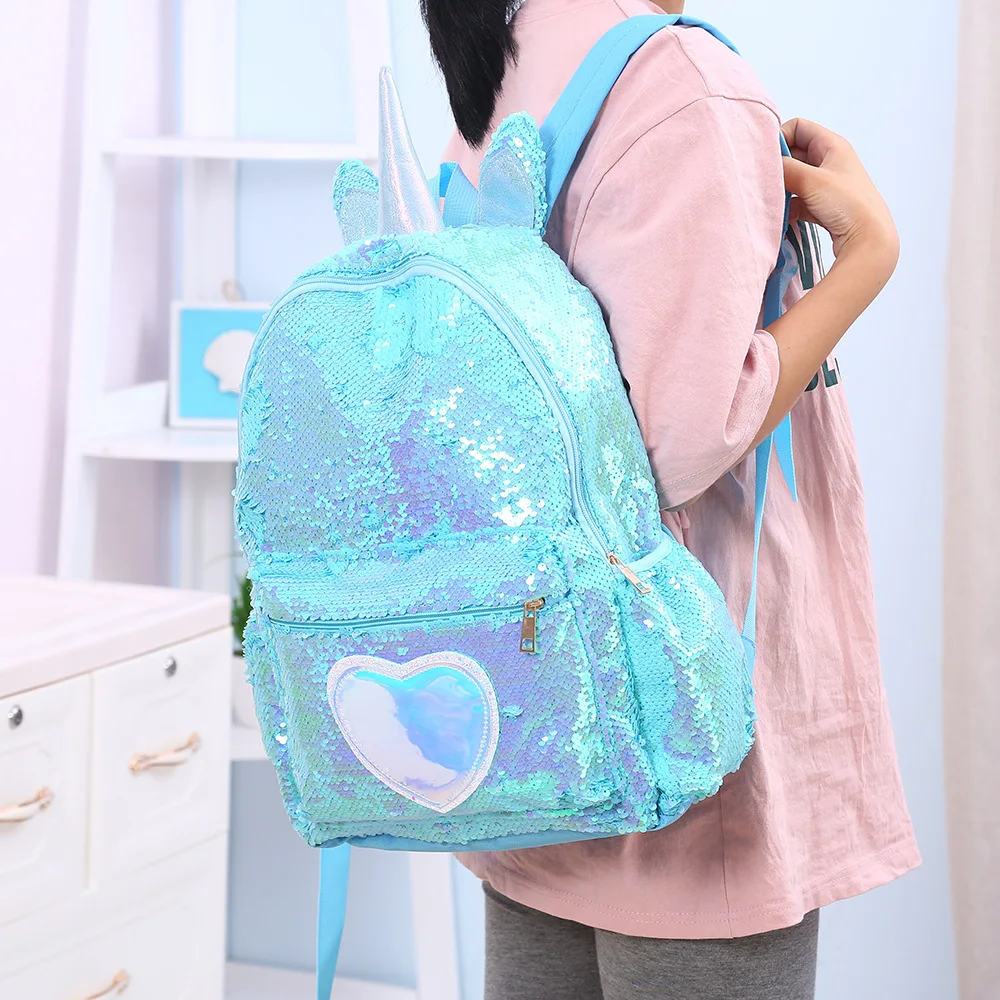 

Kawaii Sequins Unicorn Large Backpack Girls Children's School Bags Kawaii Schoolbags Kids Back Pack Fashion