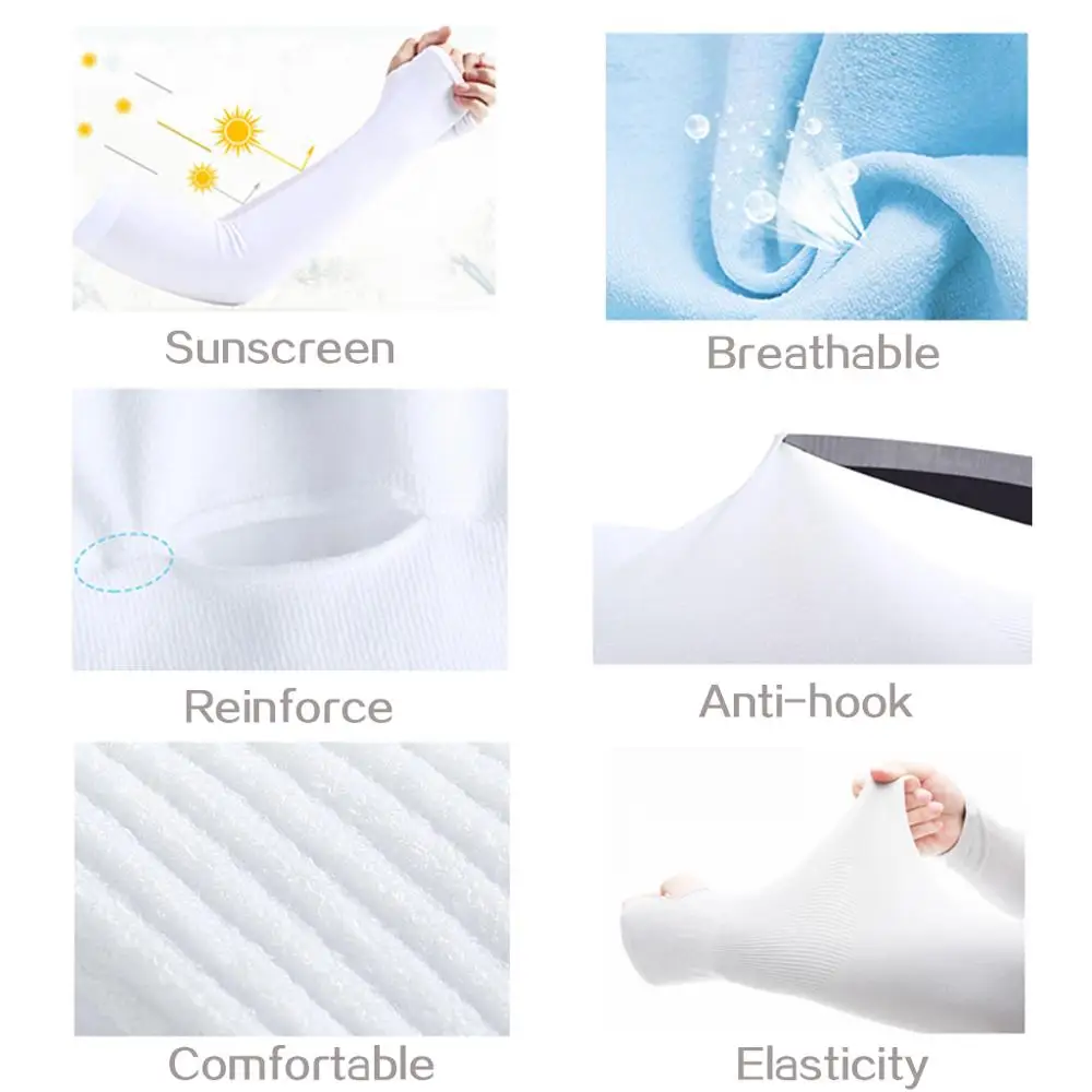 

DYJY Ice Fabric Arm Sleeves UV Protection Mangas Warmers Summer Sports Running Cycling Driving Reflective Sunscreen