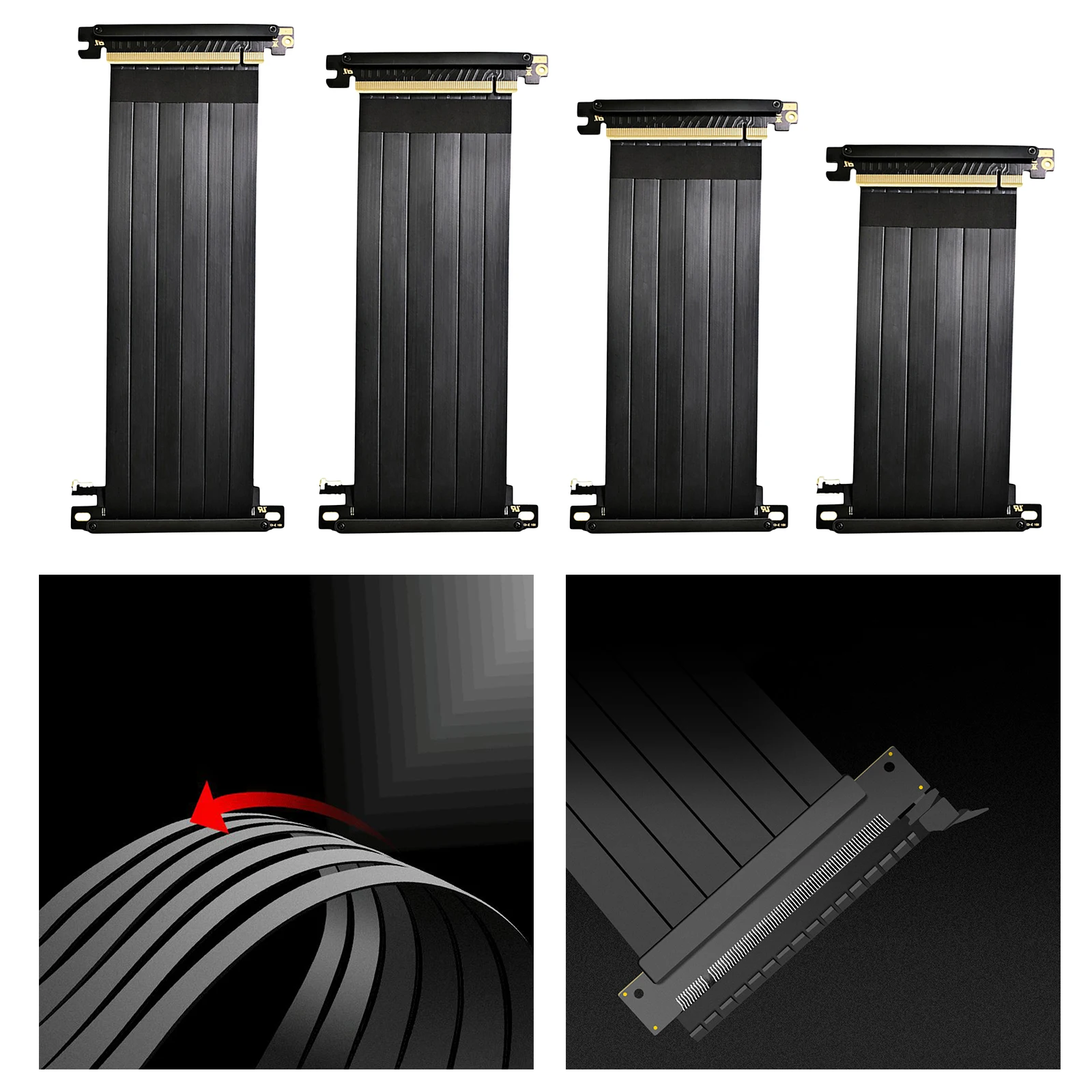 

90Degree Full Speed 3.0 PCIE X16 Riser Cable Graphics Card Extension Cables PCIE Extender w/ Antijam