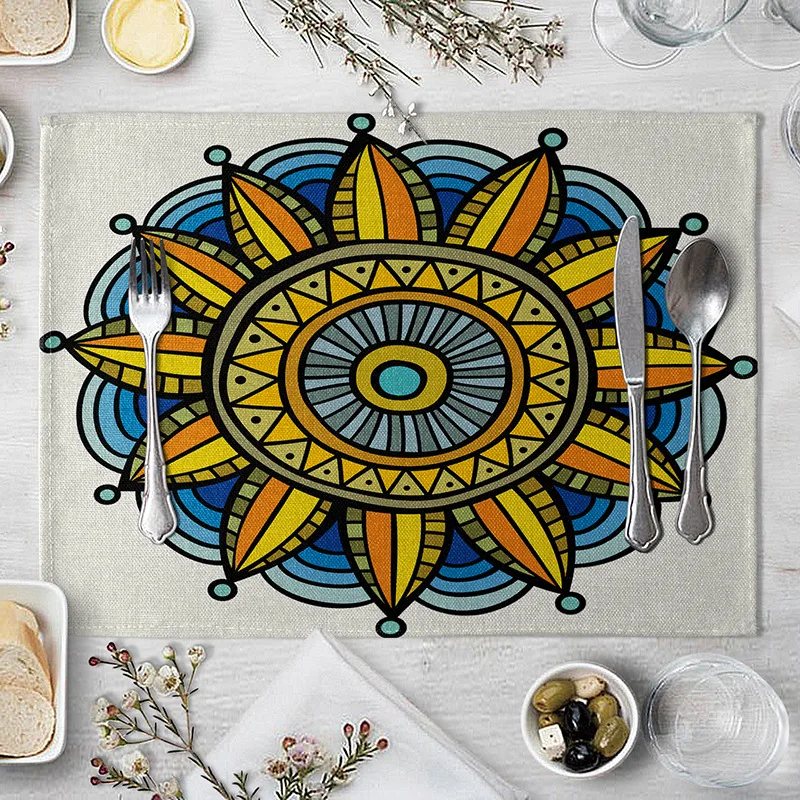 Круглый мандала для Кухня обеденный стол коврик каботажное судно бельевые