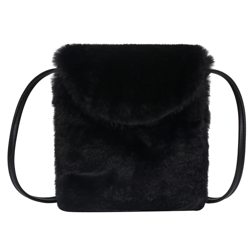 

Fluffy small bag women's 2020 autumn and winter new fashion hundred sloping bag network red burst mobile phone small square bag