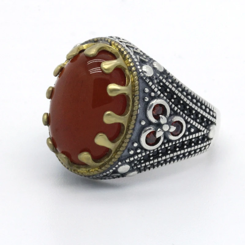 Мужское и женское кольцо из серебра 925 пробы с натуральным ониксом | Украшения