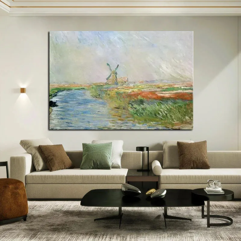 100% ручная роспись Monet поле тюльпанов в Голландии 1886 Классический абстрактный
