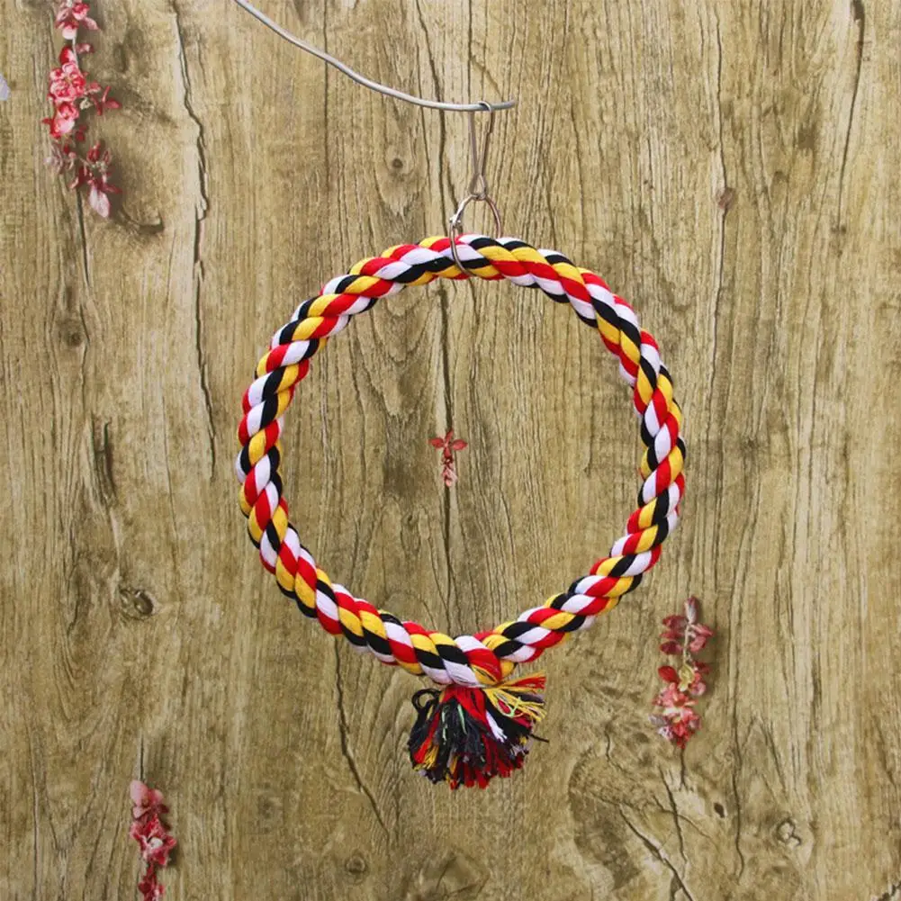 

Round Hanging Ring Climbing Bite Resistant Cotton Rope Swing Toy for Pet Bird Parrot