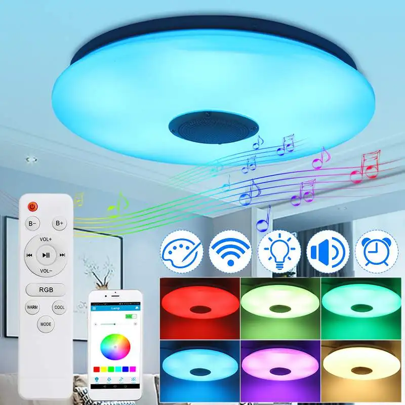 $26.06 120W Modern RGB LED ceiling Lights HomeLighting APP bluetooth Music Light Bedroom Lamps 220V Smart Ceiling Lamp+Remote Control