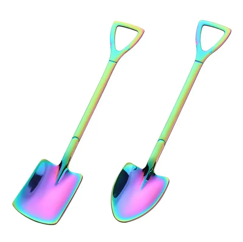 

2 PCS Coffee Spoon Cutlery Set Stainless Steel Retro Iron Shovel Ice Cream Spoon Creative Dessert Spoon Fashion Tableware