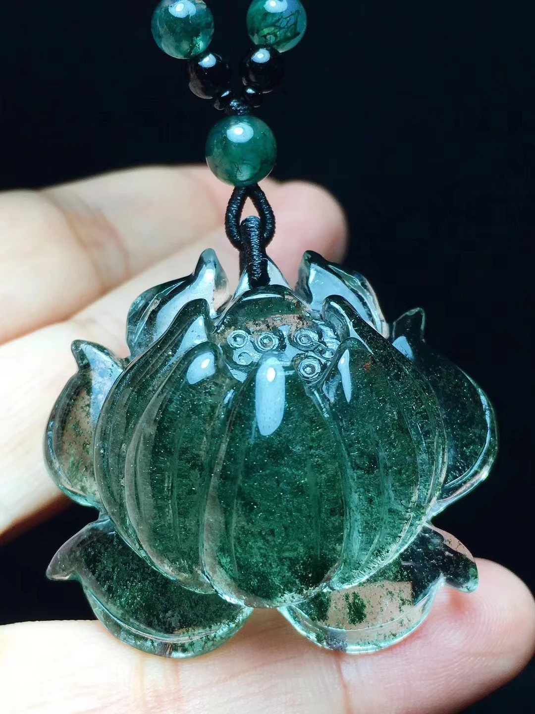 

Brazil Natural Green Phantom Quartz Clear Lotus Pendant 40*36*21mm Women Man Rare Fashion Jewelry Genuine AAAAAA