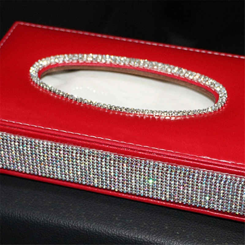 Стразы из ПУ кожи для салона автомобиля салфетки лица держатель салфеток