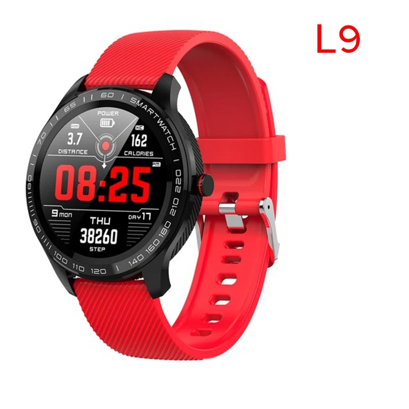 L9 red Silica Новые L5 L8 L9 умные часы для мужчин IP68 водонепроницаемые Reloj Hombre с ЭКГ PPG кровяное давление сердечный ритм спортивные фитнес умные часы - Цвет: L9 red Silica