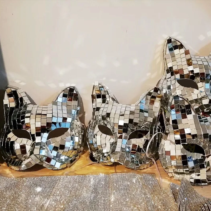 Набор серебристого бикини с ручным шитьем женский костюм для диджея певицы танца