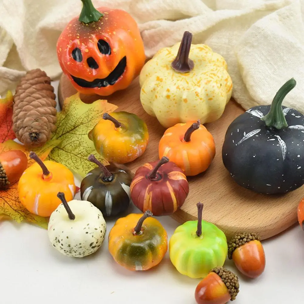 

10Pcs Mini Artificial Pumpkin Fake Simulation Vegetable Fruit Halloween Pumpkin Thanksgiving Halloween Home Table Decoration