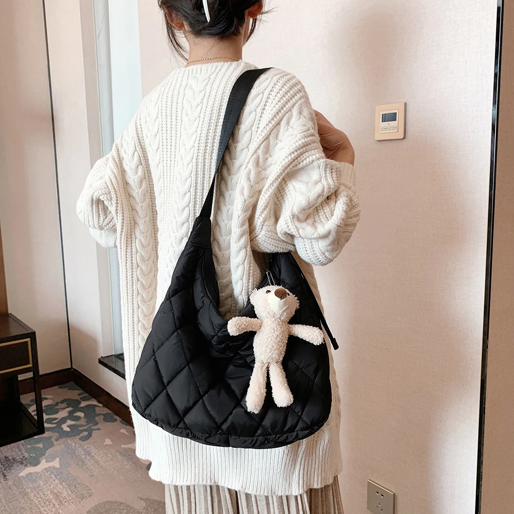 

Fashion Padded Woman Quilted Nylon Shoulder Bag Space Pad Down Cotton Shopper Crossbody Bag Female Winter Brand Designer Handbag