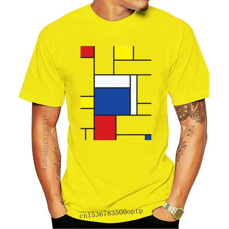 

Новинка 2018, летняя модная футболка Mondrian, Мужская хлопковая футболка с коротким рукавом и принтом, Забавные футболки, рубашки в стиле Харадзю...