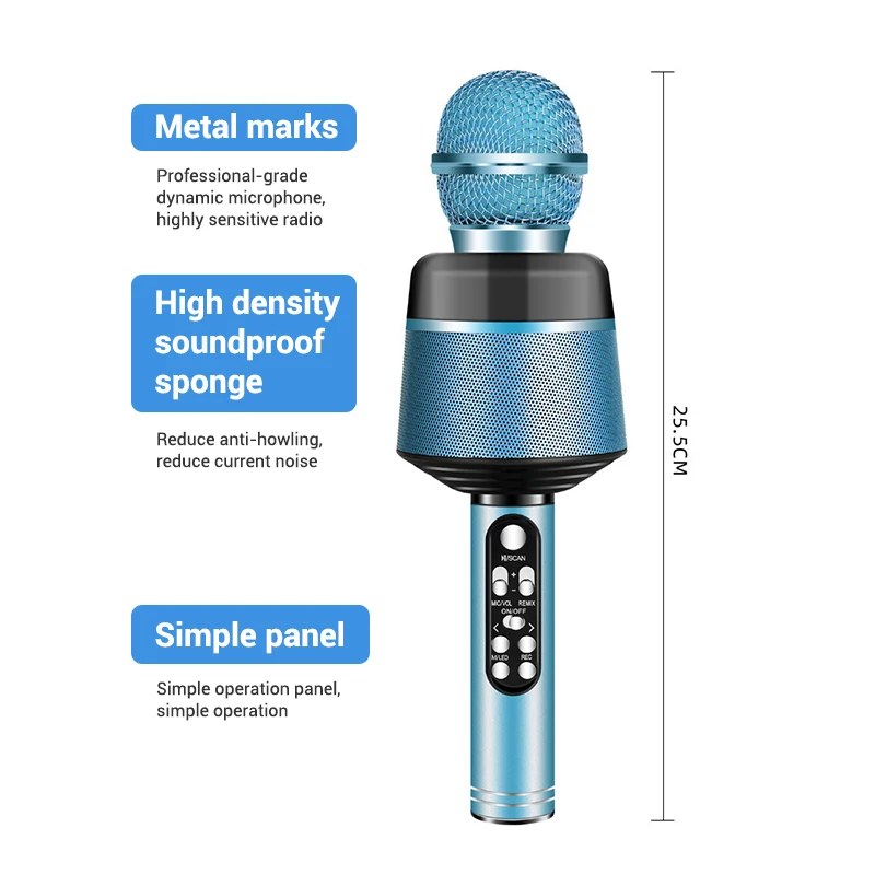 

Bluetooth Condenser Microphone Wireless Handheld Karaoke Microphone Speaker Smart Noise Reduction H-best