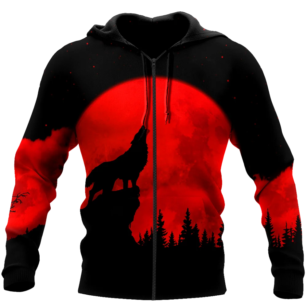 

Wolf in the night 3D All Over Printed Zip Hoodie Fashion Mens Casual Jackets Unisex Hip Hop Style Tops L715