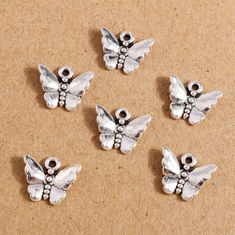 

30pcs 14*12mm Charms Tibetan Silver Color Alloy Butterfly Charms Pendants for Jewelry Making Drop Earrings Necklaces DIY Crafts