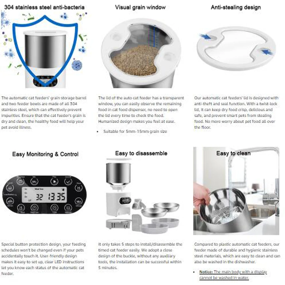 Автоматическая умная миска для домашних животных с таймером 4 5 л