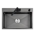Черная кухонная раковина 550x45 мм, из нержавеющей стали, с одним изливом или углублением, RTS900