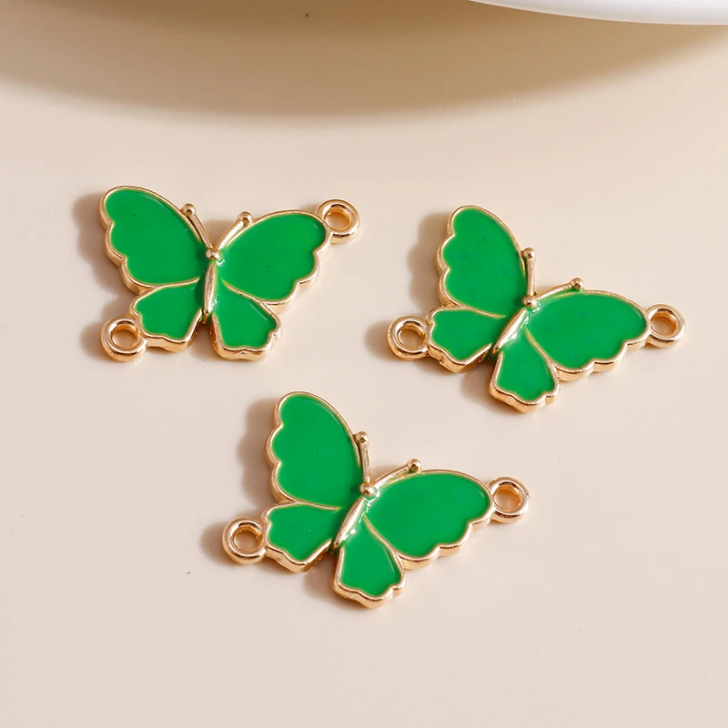 Коннектор подвеска с эмалированной бабочкой для изготовления украшений 10 шт. 20