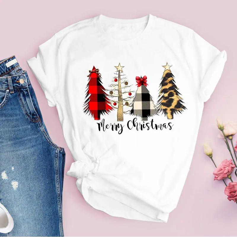Футболки для женщин с леопардовым принтом в стиле 90 х годов милая Рождественская