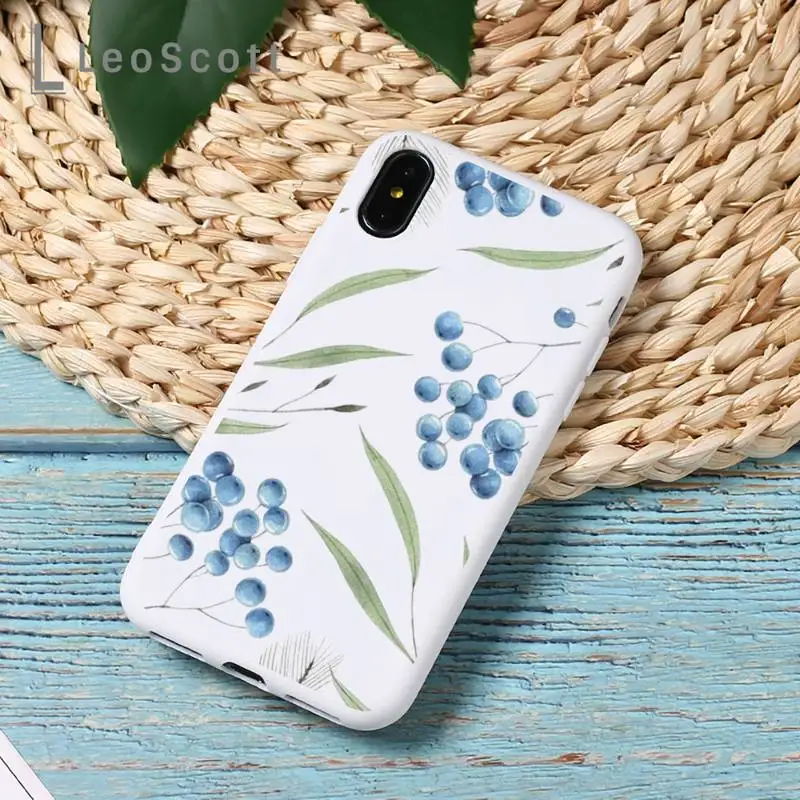 

Watercolor plants with flowers Phone Case Candy Color for iPhone 11 12 mini pro XS MAX 8 7 6 6S Plus X 5S SE 2020 XR
