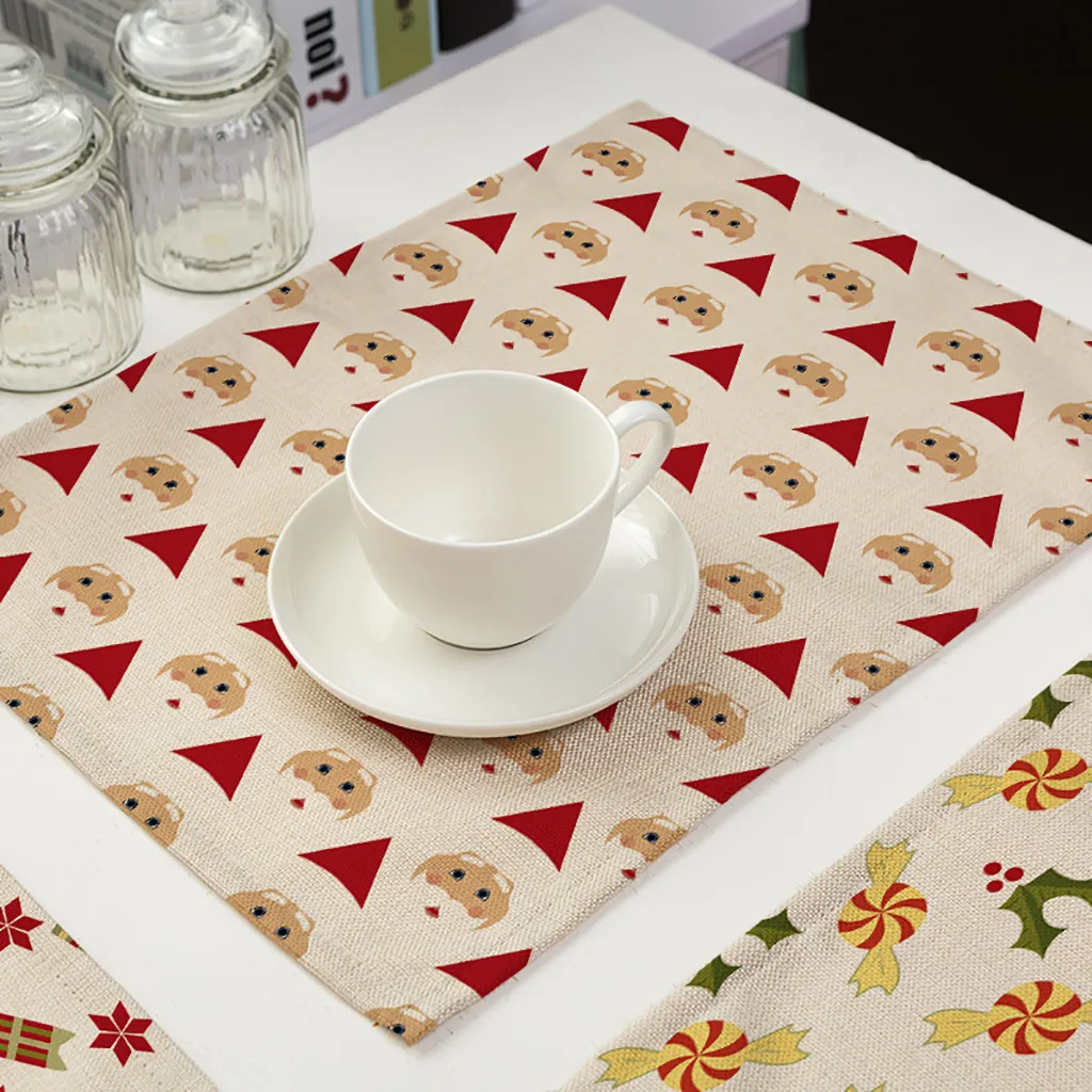 Рождественские украшения для дома столовый коврик Рождественский орнамент рога