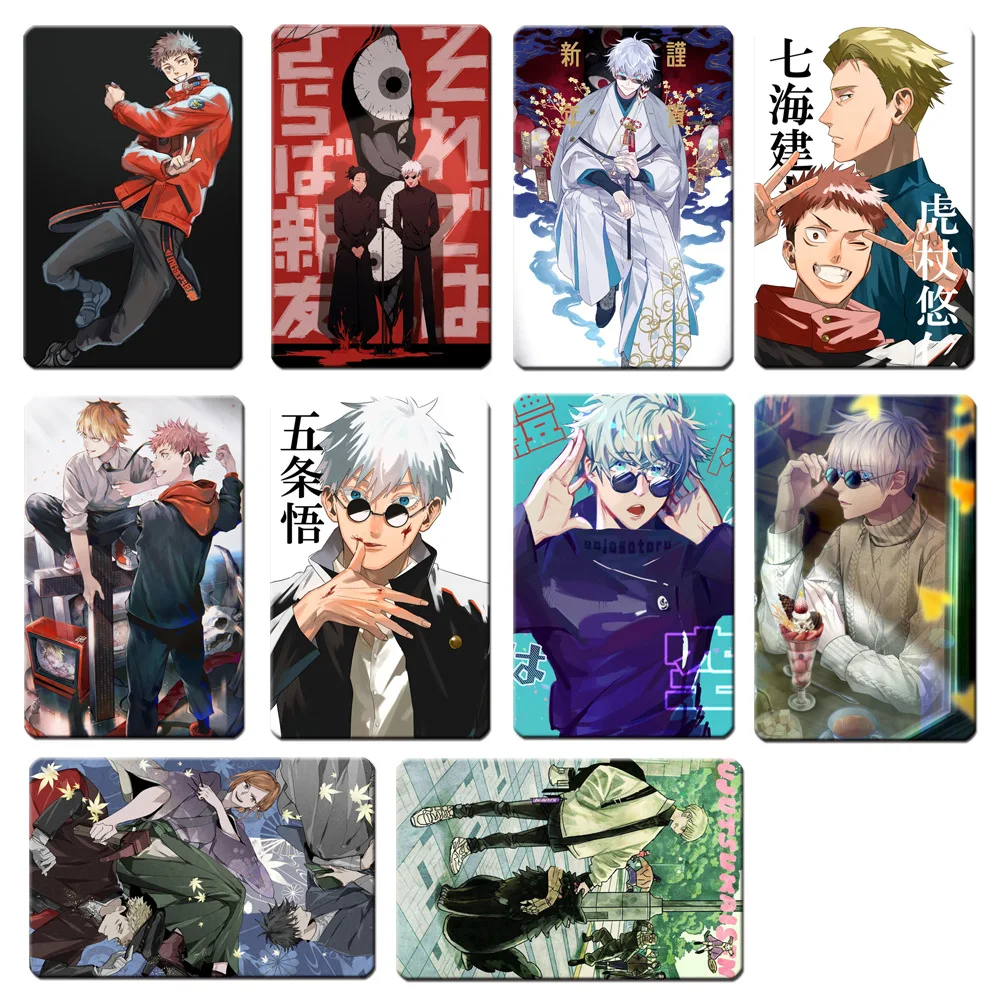 

10pcs Jujutsu Kaisen Stickers Aesthetic Anime Sticker for Kids Cards Sticky Yuji Itadori Crystal Frosted Student Card Decoration