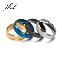 jhsl frosted rings for men 6 mm small stainless steel black blue silver color gold color us size 6 7 8 9 10 11 12