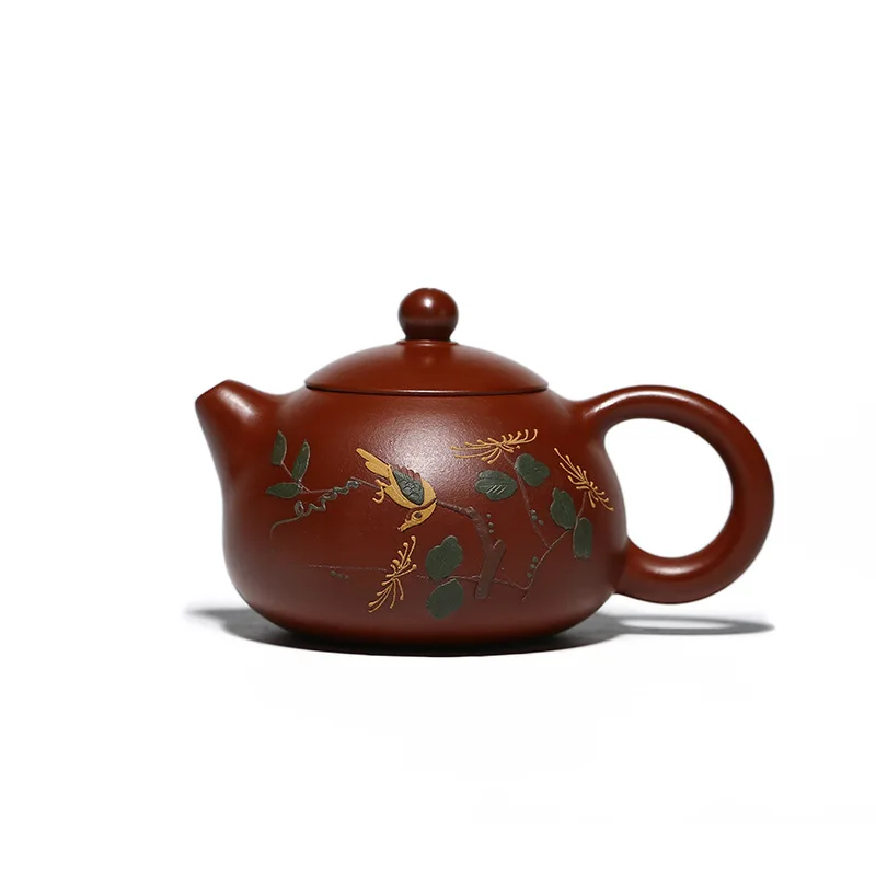 

Clay painted Xishi purple clay teapot kungfu tea set small teapot sketch gift