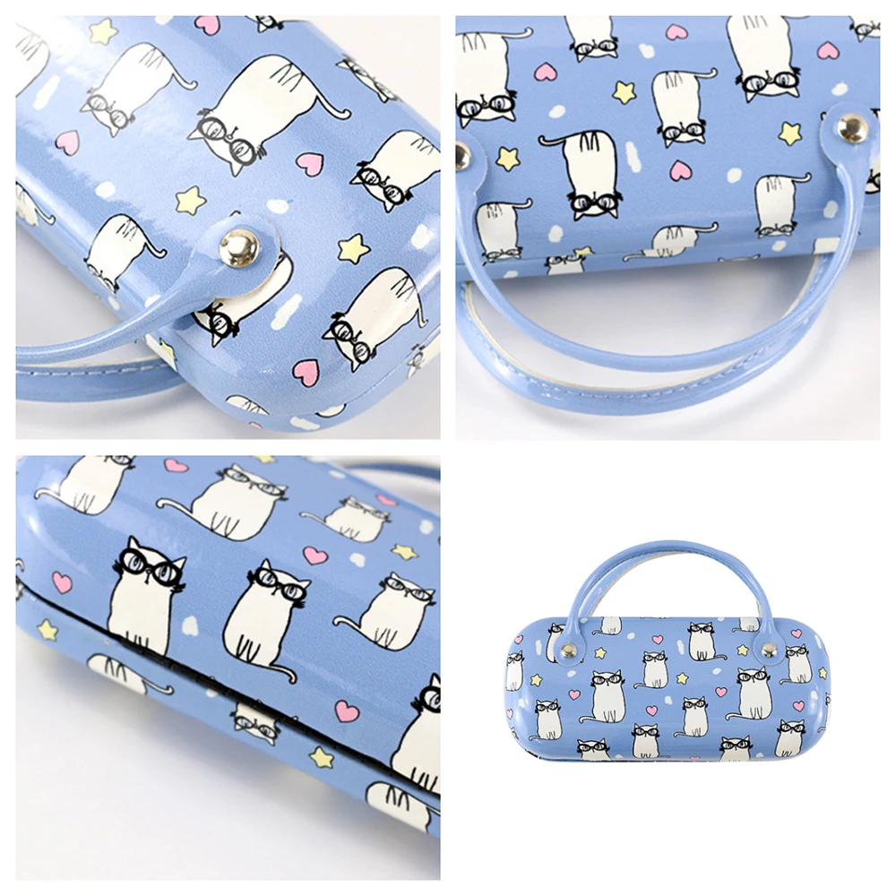 

1pcs New Cartoons Sunglasses Bag Pu Glasses Case Pouch Mobile Phone Wallet Portable Storege Case With Handle Myopia Glasses Case