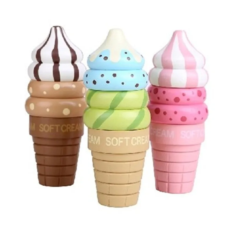 Деревянные кухонные игрушки притворяться играть в мороженое еда подарок для